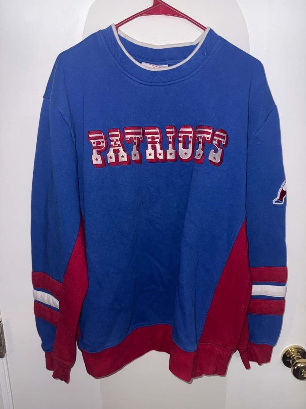 NWT 47 Brand NFL New England Patriots Legacy Crew Sweatshirt 2XL XXL Blue Red